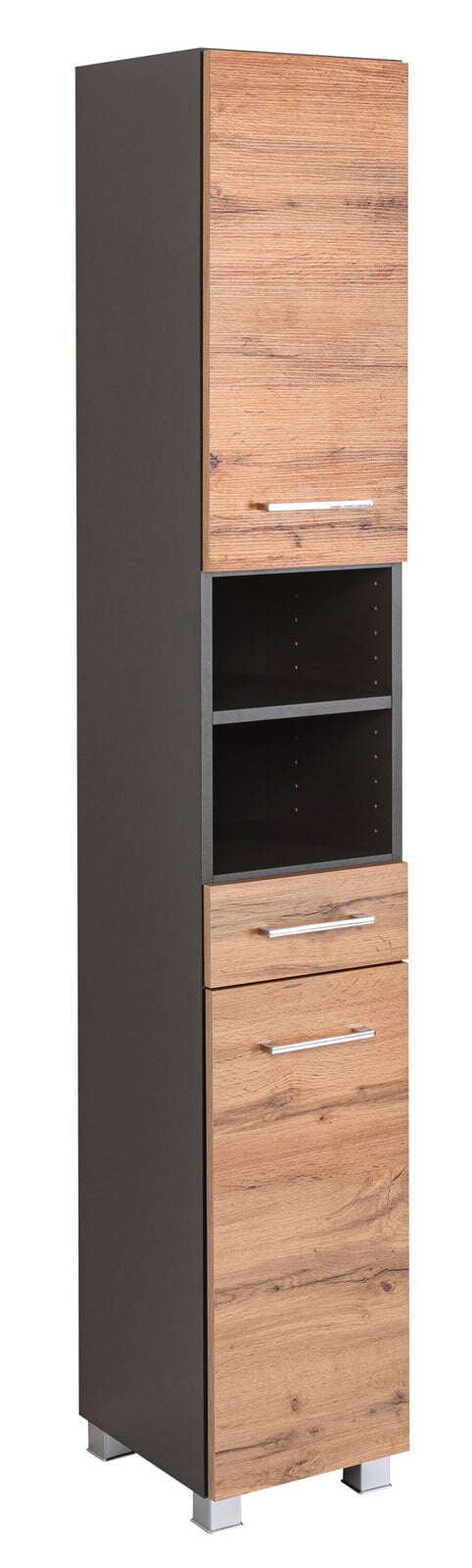 Hochschrank PARIS 30 x 180 cm Graphit/ Wotan Eiche