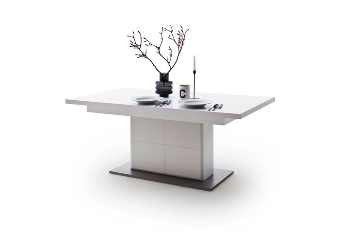 Esstisch AMORA 100 x 180-280 cm NB weiß