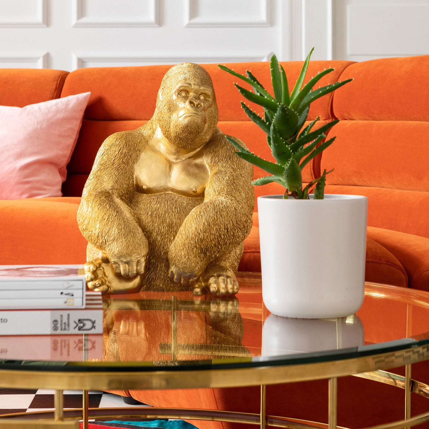 KARE DESIGN Dekofigur MONKEY GORILLA goldfarbig