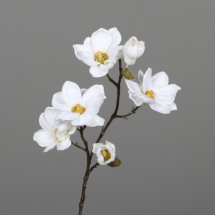 Kunstblume Magnolienzweig 66 cm 6 Blüten weiß