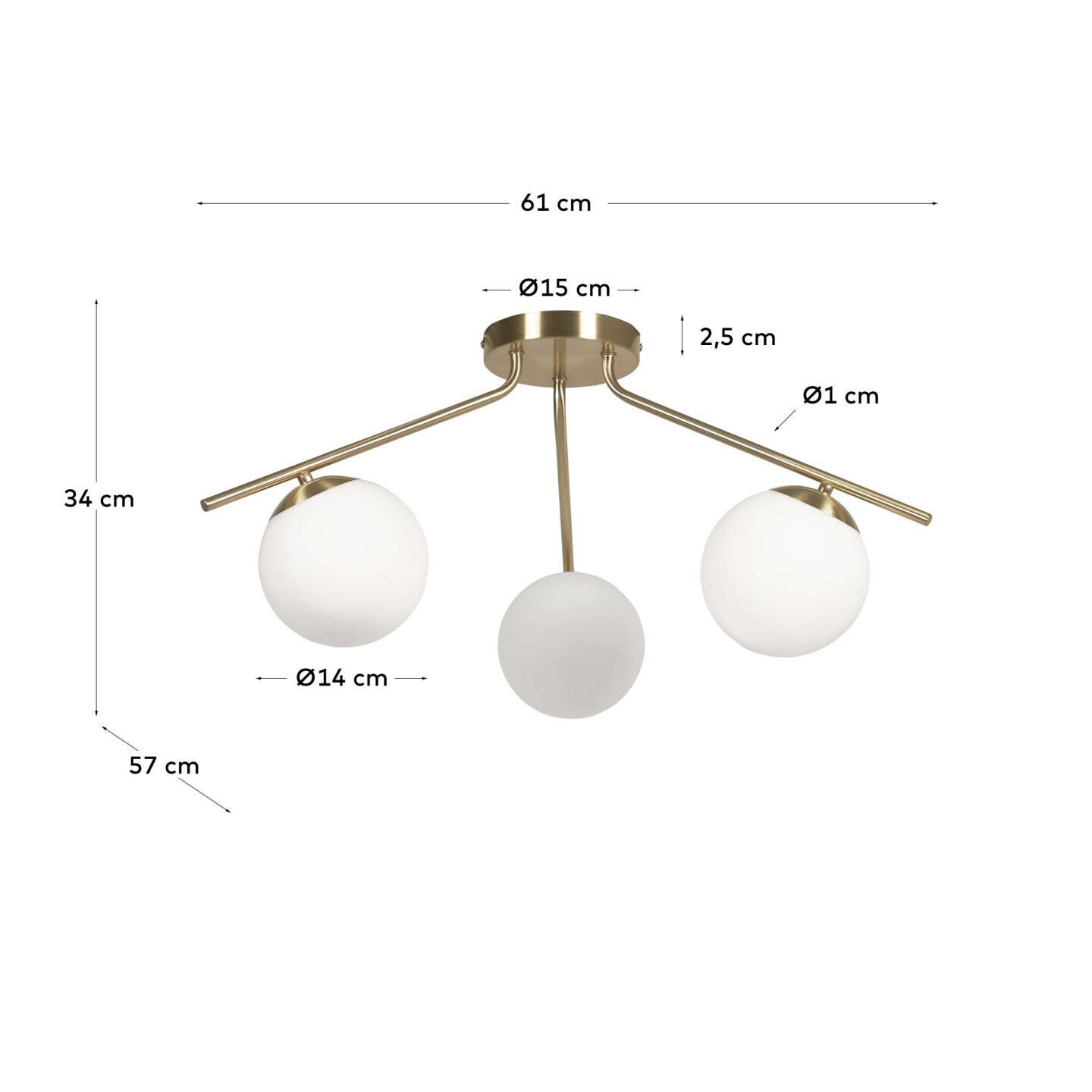 Kave Home Retrofit Deckenlampe MAHALA 61 x 57 cm messingfarbig