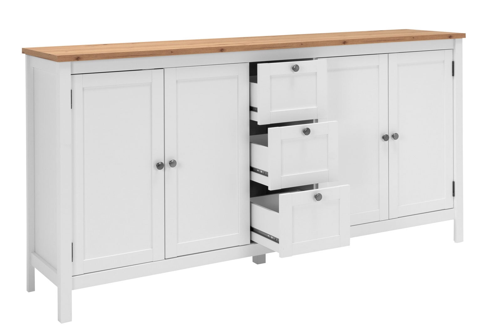 Sideboard BERGEN 180 x 90 cm weiß/Artisan Oak