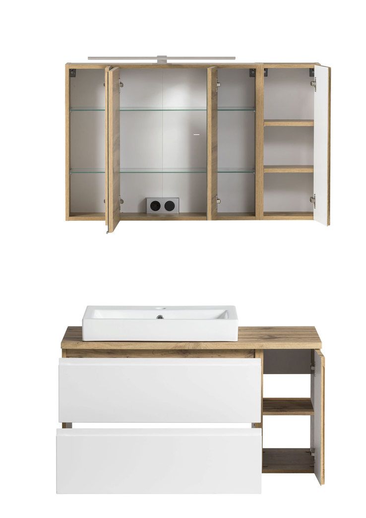 Badkombination GENT weiß/braun 105cm