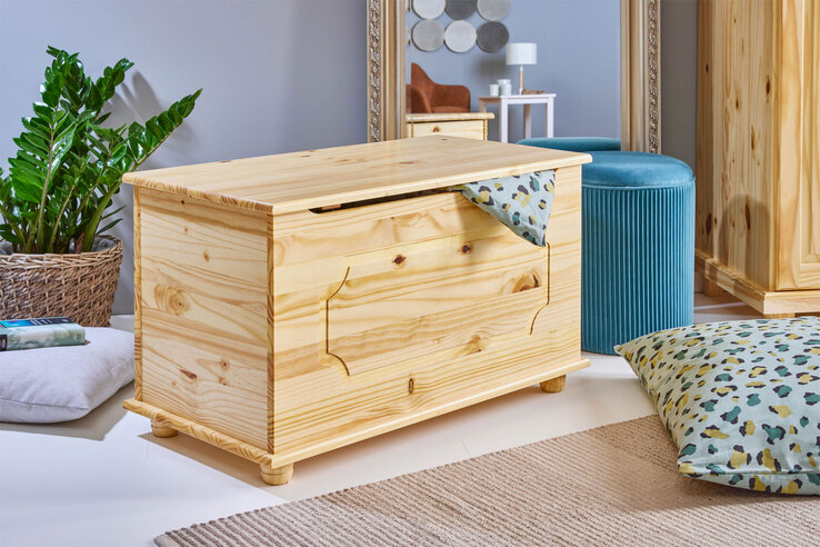 Truhe JONAH 89 x 53 cm Massivholz natur
