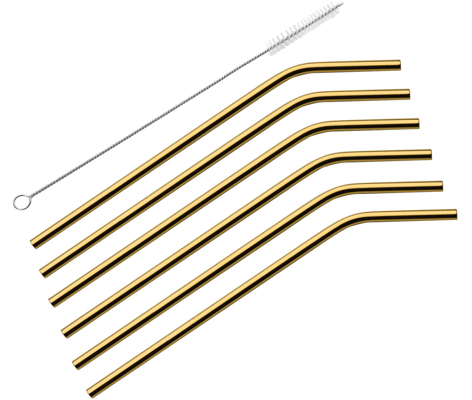cilio Trinkhalm-Set STEEL ORO 6er Set gebogen goldfarbig
