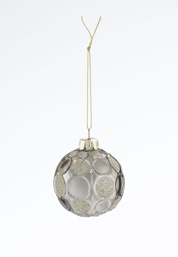 casaNOVA Weihnachtskugel HÜTTENZAUBER 6 cm grau mit goldfarbig