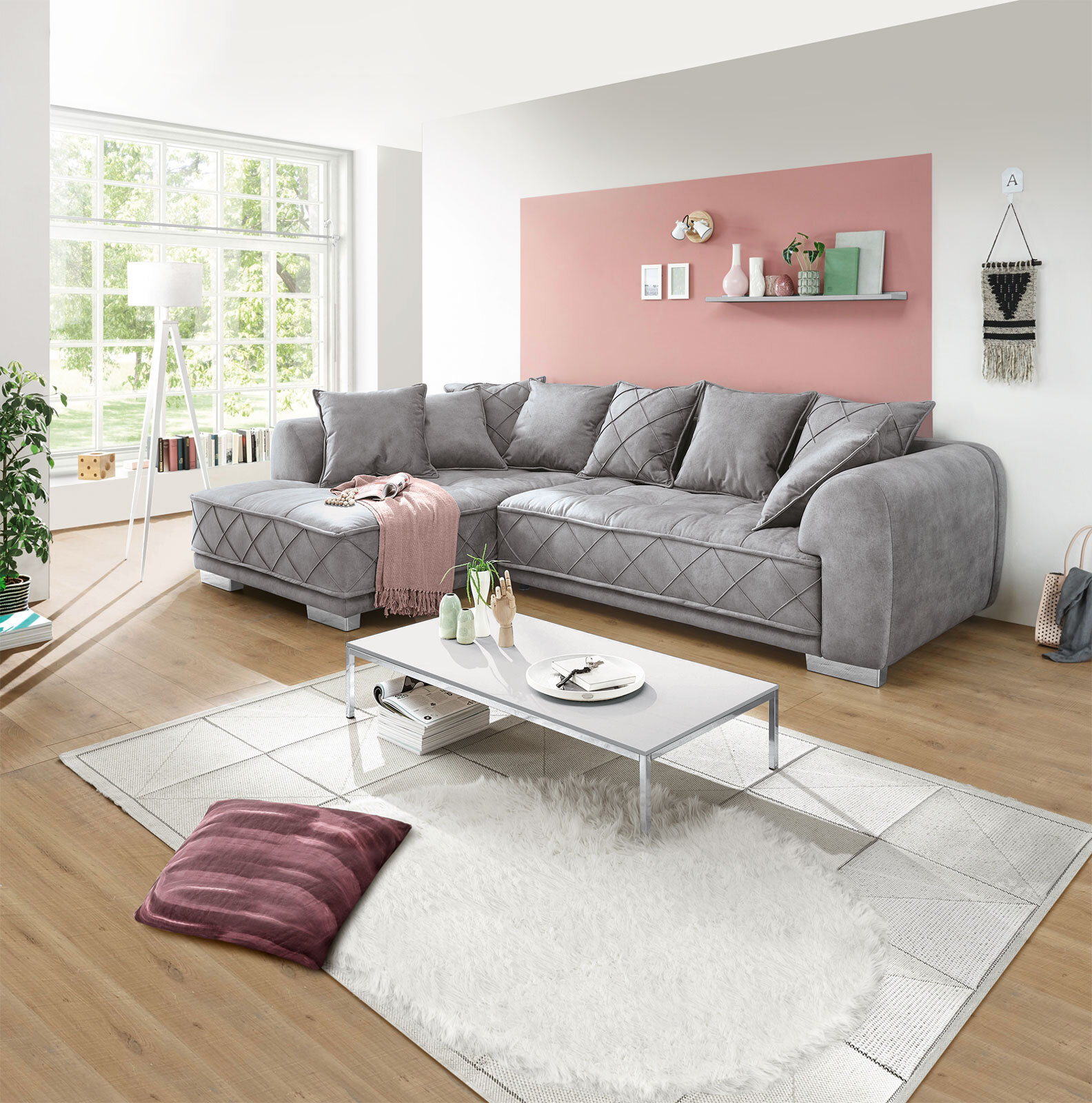 Ecksofa SANTANA 319 x 194 cm grau 