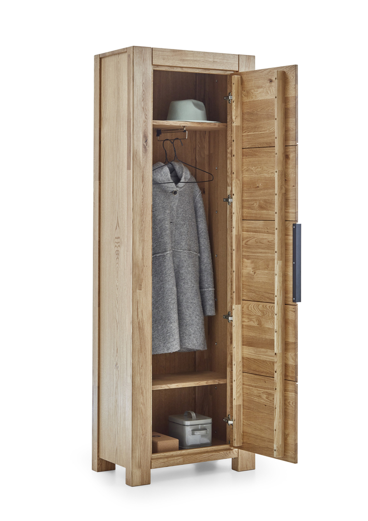 Garderobenschrank JURIA 67 x 199 cm Eiche massiv/Eiche furniert