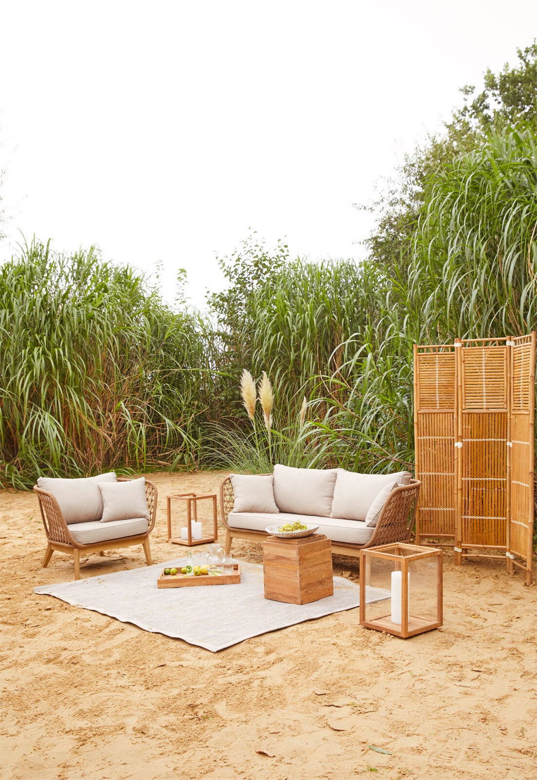 Outdoor Loungesessel TURIN Holz braun /beige