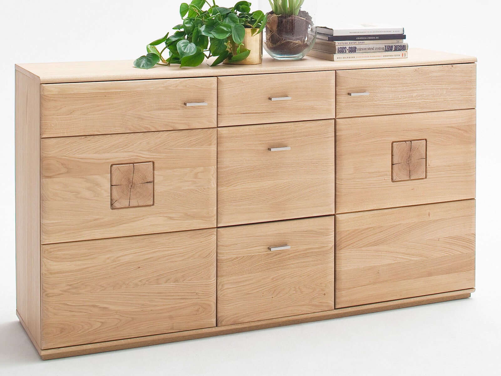 Sideboard 165 cm Eiche bianco teilmassiv