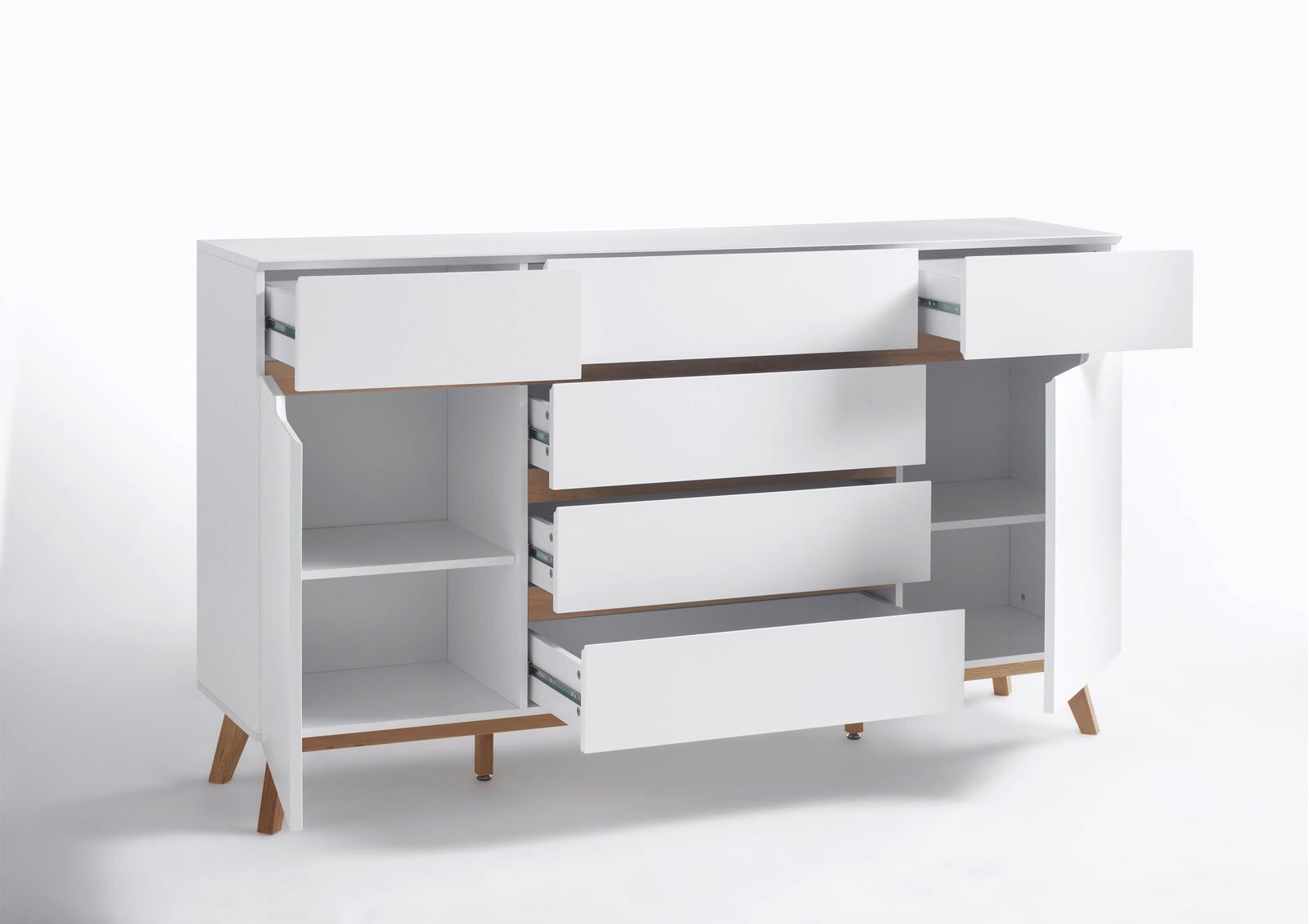 Phill Hill Sideboard RIBE 169 x 101 x 40 cm Nachbildung weiß/Absetzung braun