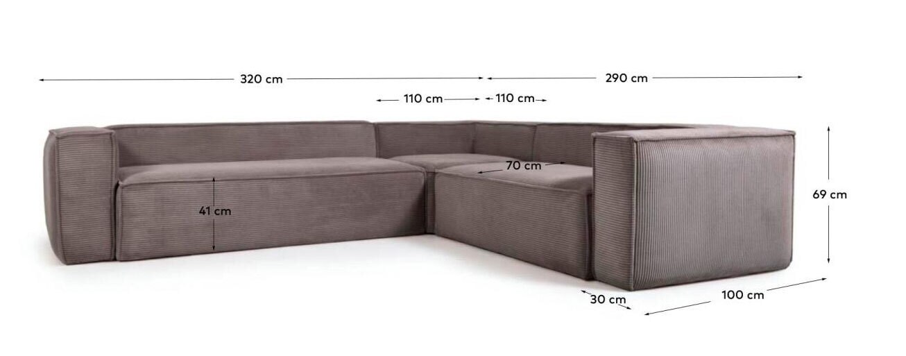 Kave Home Ecksofa BLOK 5-Sitzer grau 