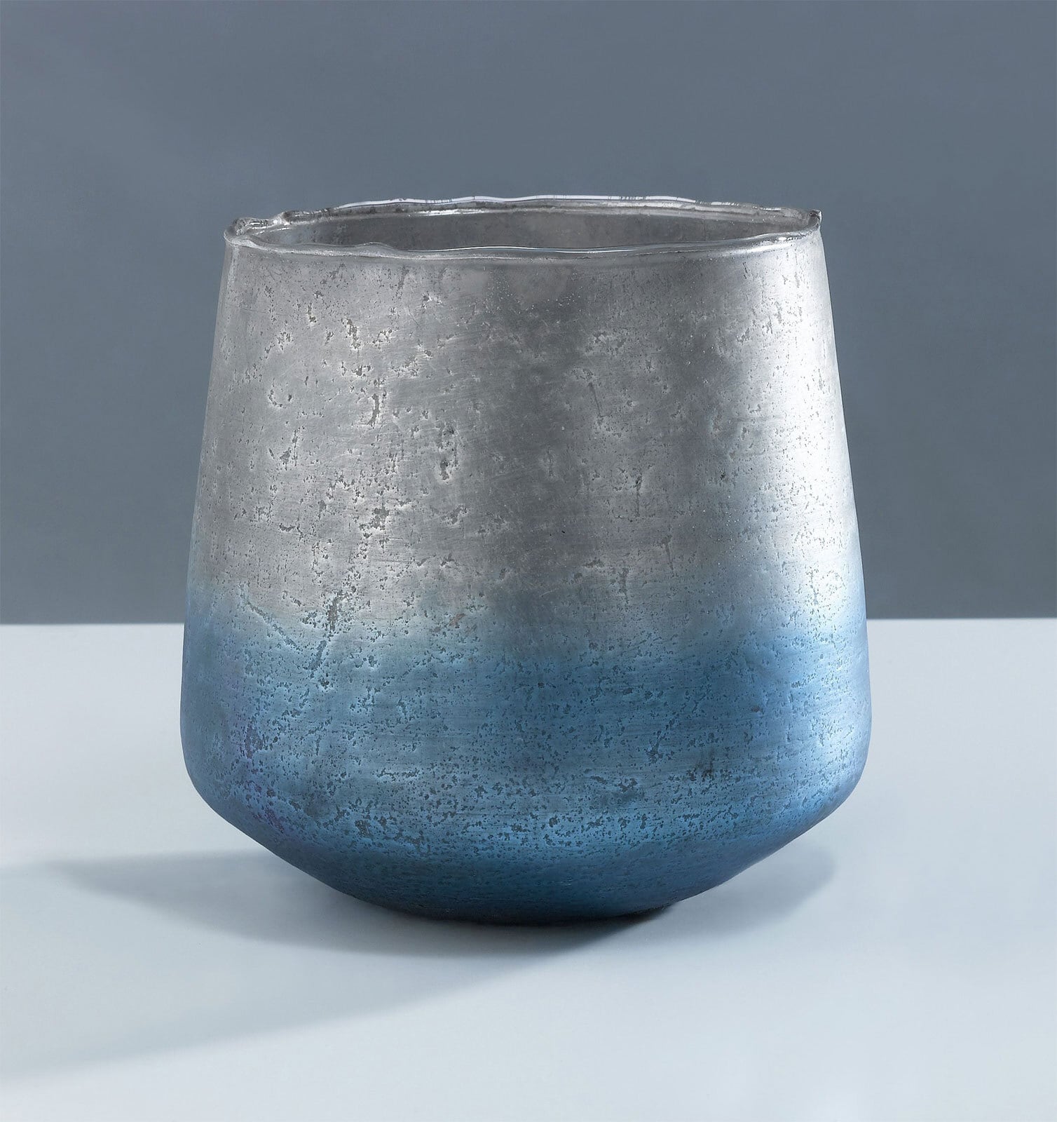 casaNOVA Vase 15 cm blau /silberfarbig