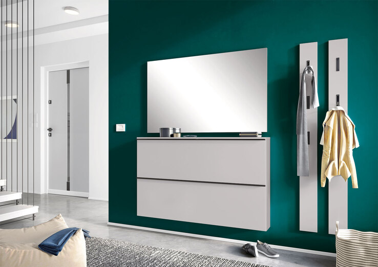 vito Schuhschrank SOLINO 140 x 85 cm Steingrau / Schwarz