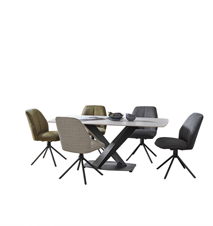 Esstisch AMSTERDAM Tischplatte Keramik Snow White Matt 180 x 90 cm