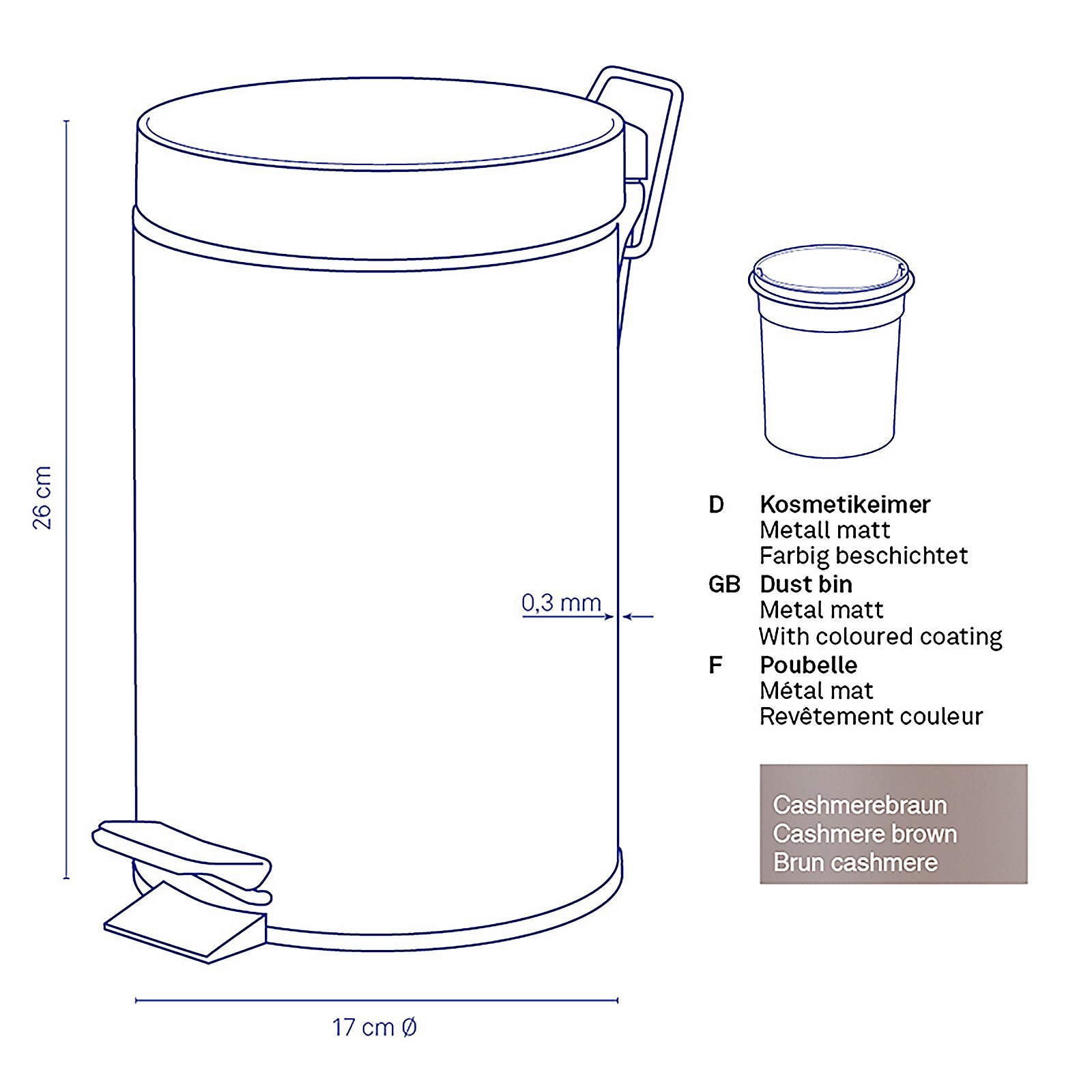 kela Kosmetikeimer MONACO 3 Liter Kunststoff cashmerebraun matt