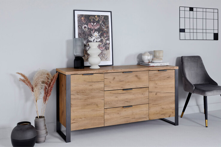 Sideboard LOOP 150 x 76 cm Kerneiche-Dekor/anthrazit