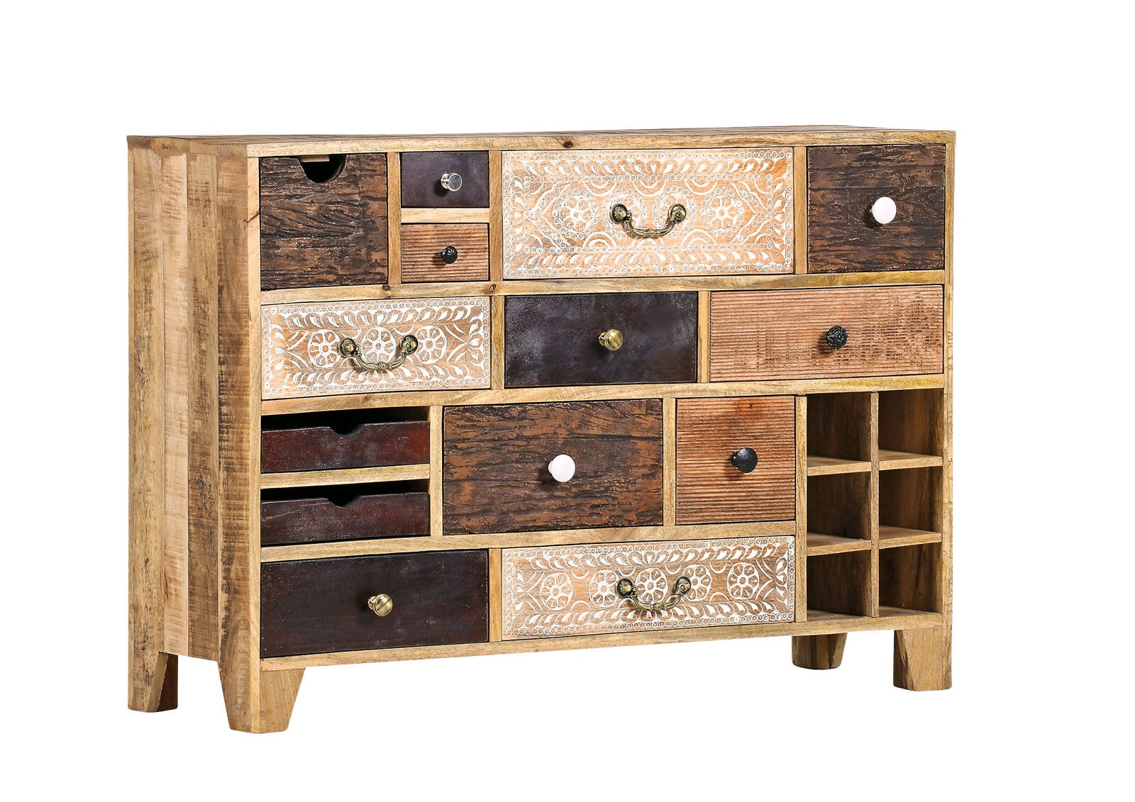 INTERhome Sideboard PUNO 114 x 80 cm braun Mango massiv