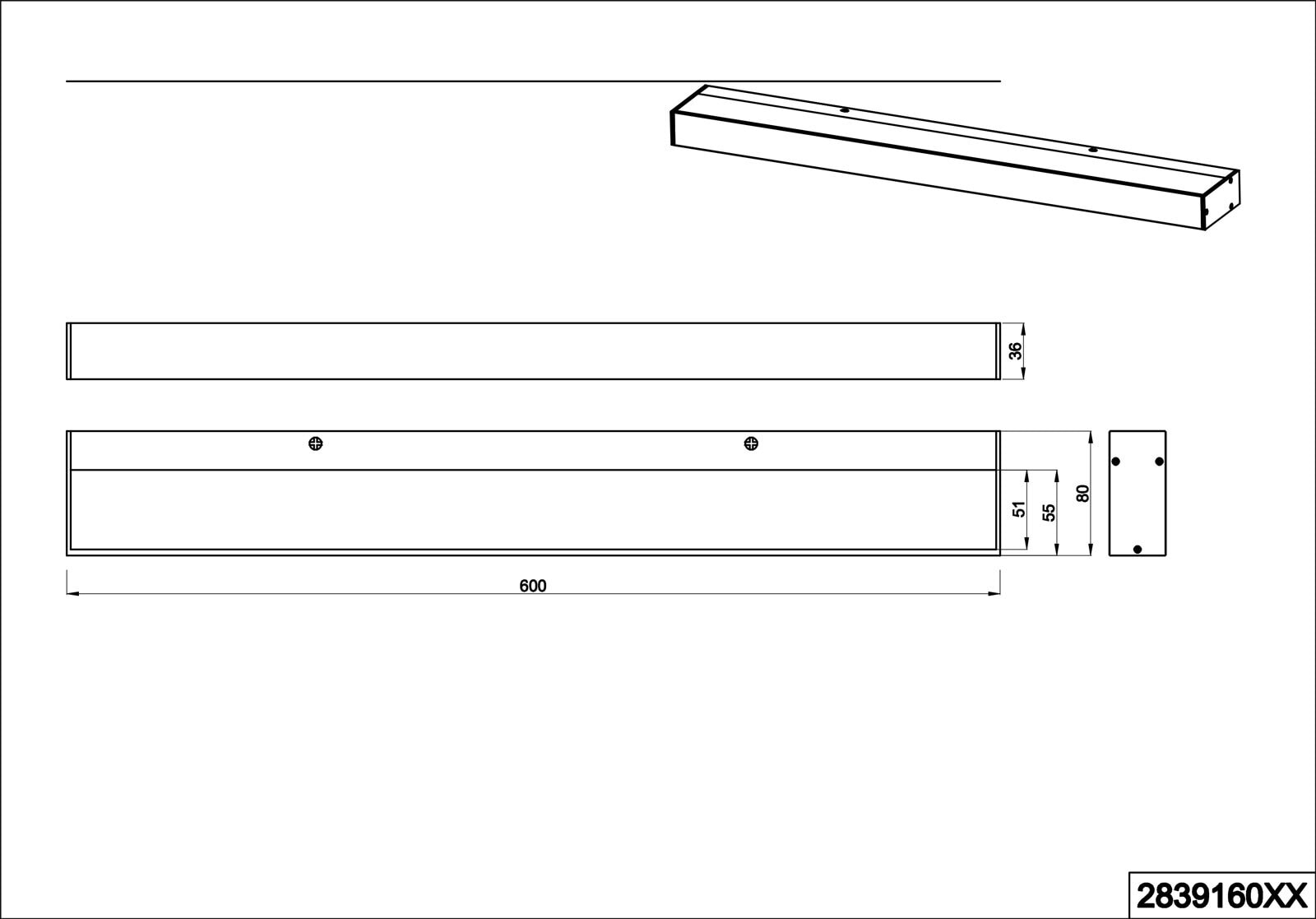 TRIO LED Badlampe ROCCO 60 cm schwarz