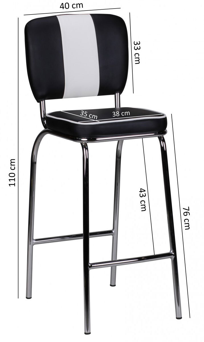 Barhocker Lederlook schwarz/weiß