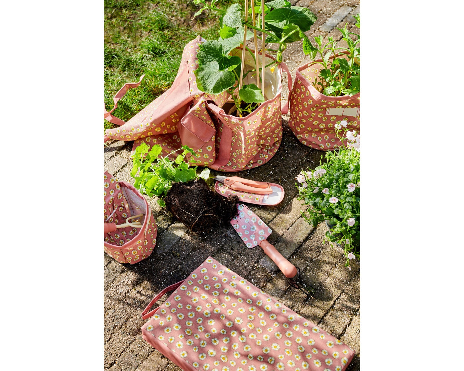 Gartenwerkzeug Set 2-teilig rosa mit Blütenmuster