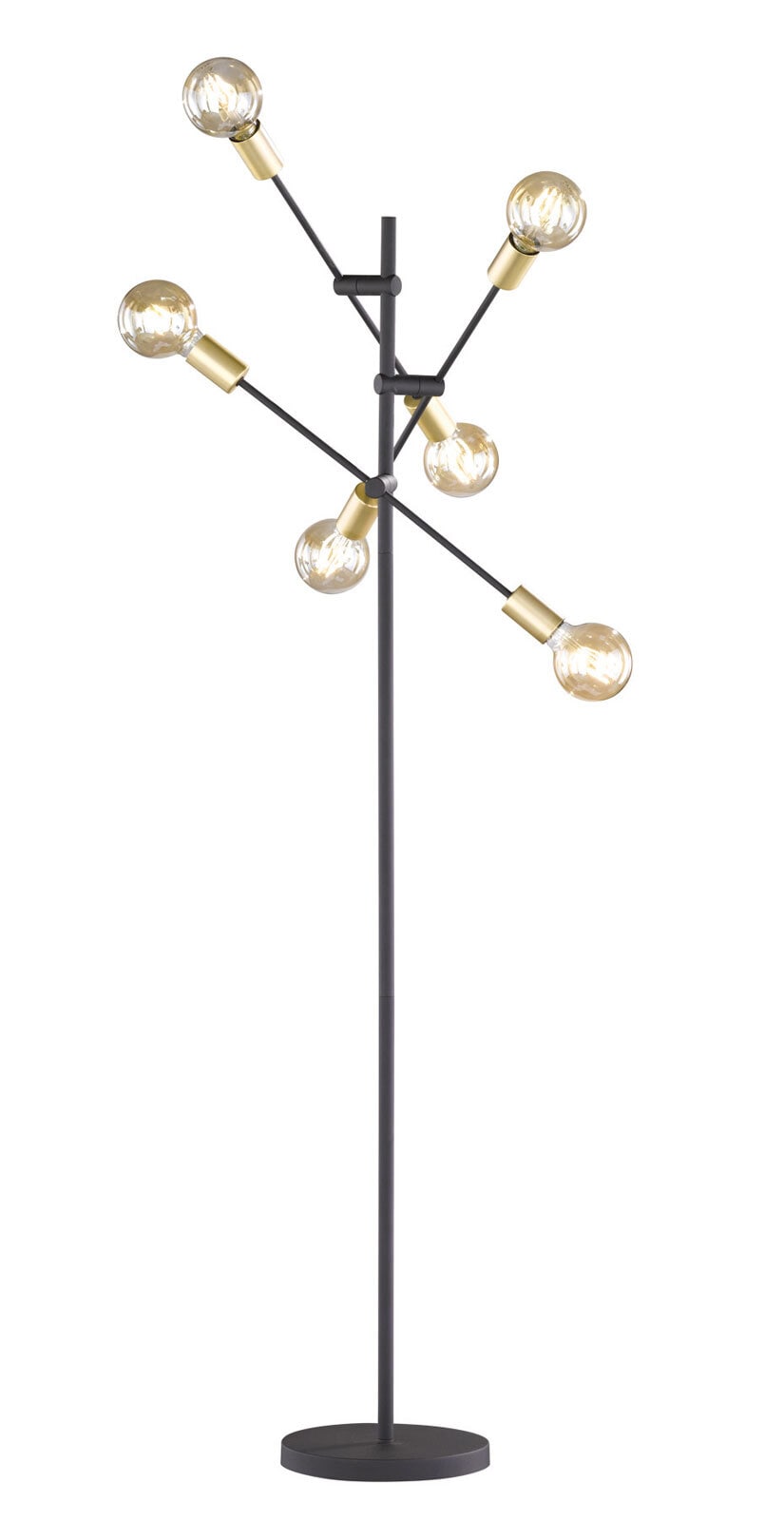 TRIO Retrofit Stehlampe CONNOR schwarz /goldfarbig