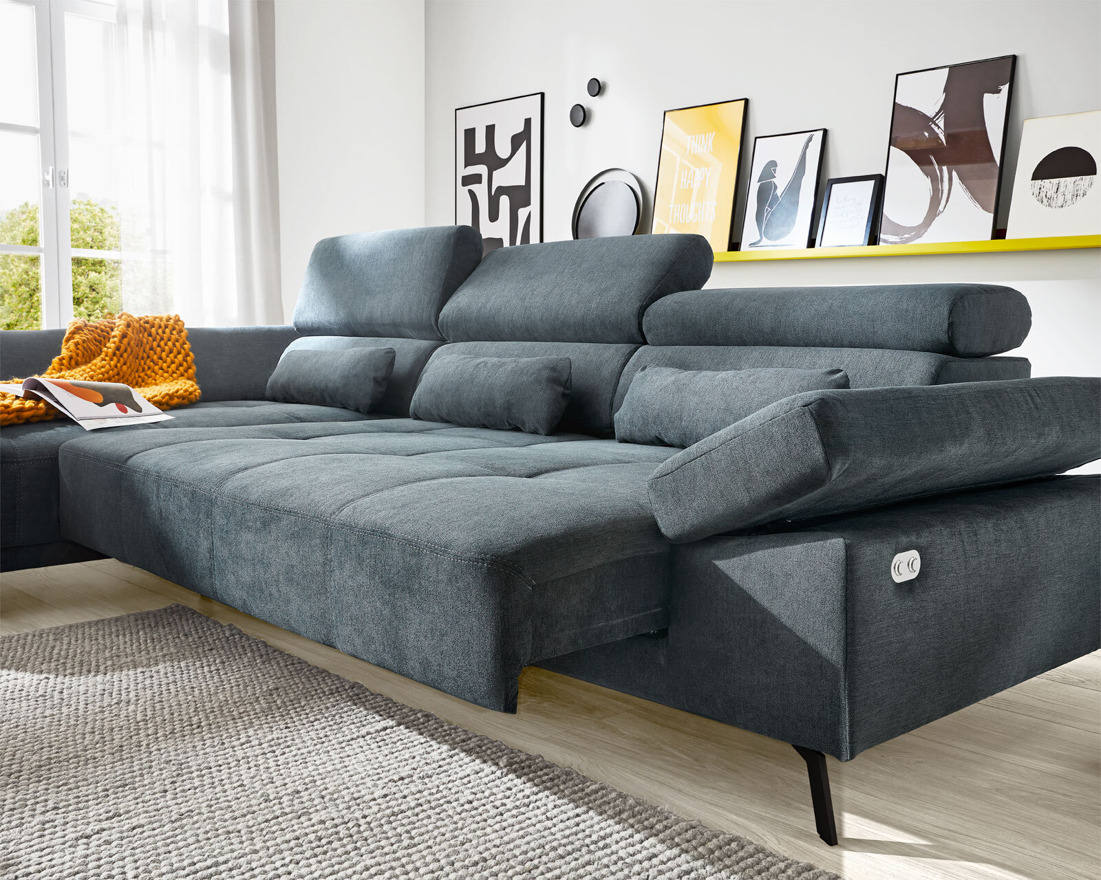 Ecksofa DENIA F 192 x 309 cm dunkelgrau