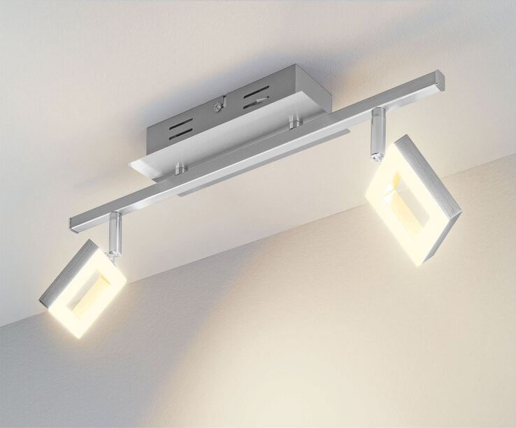 casaNOVA LED Deckenlampe mit 2 Spots REAL II silberfarbig