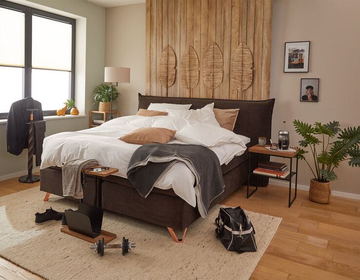 Ole Gunderson Bett FENSON OSLO 180 x 200 cm Textil dunkelbraun