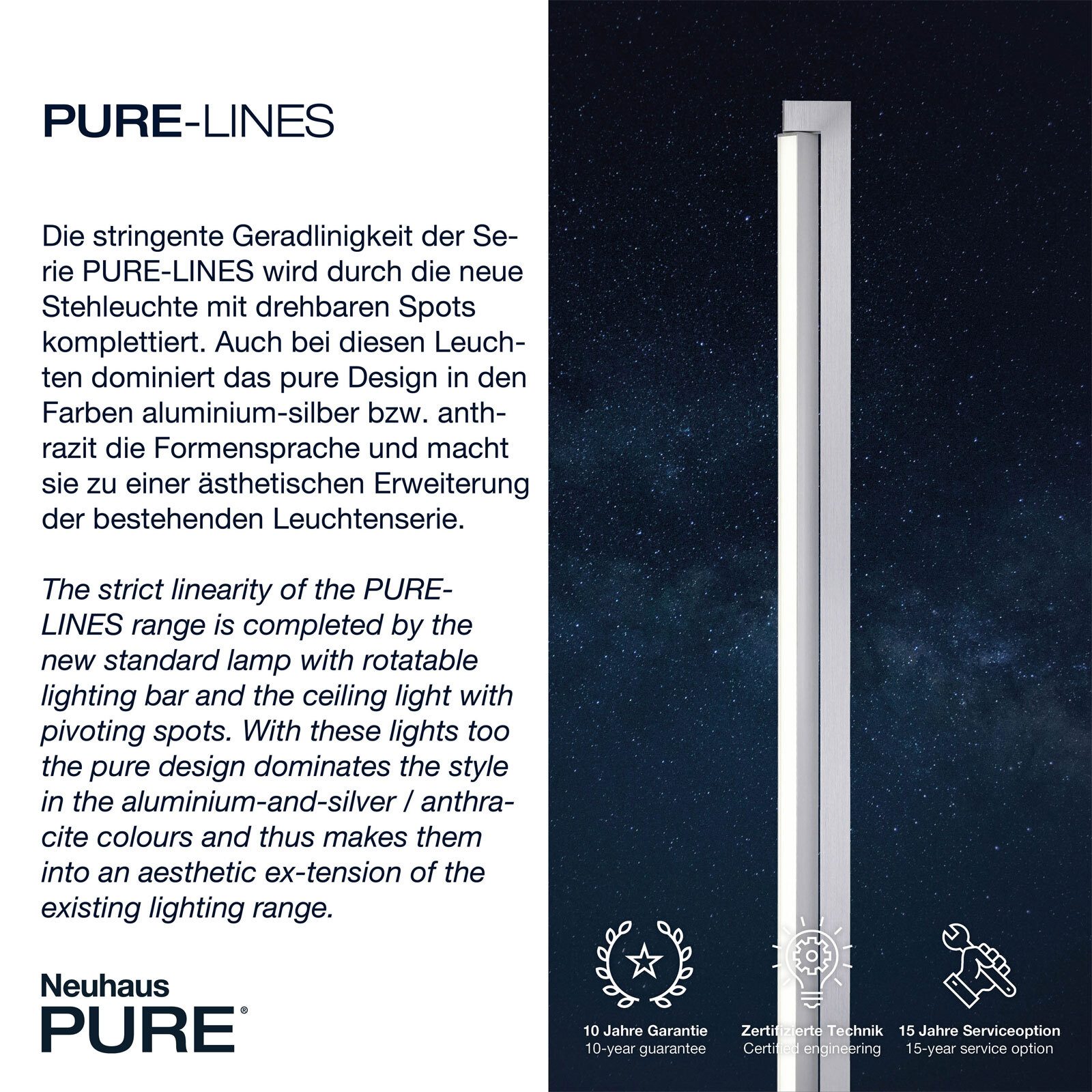 Paul Neuhaus LED Stehlampe PURE-LINES alufarbig