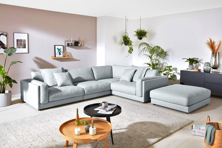 Ole Gunderson Ecksofa-Kombi LASSE II 345 x 252 cm hellgrau