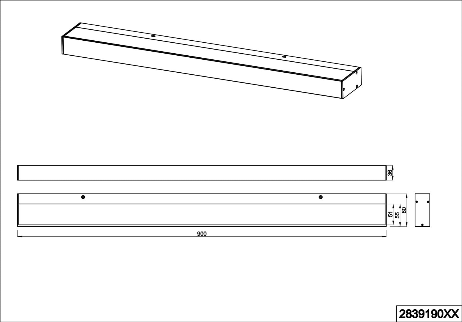 TRIO LED Badlampe ROCCO 90 cm schwarz