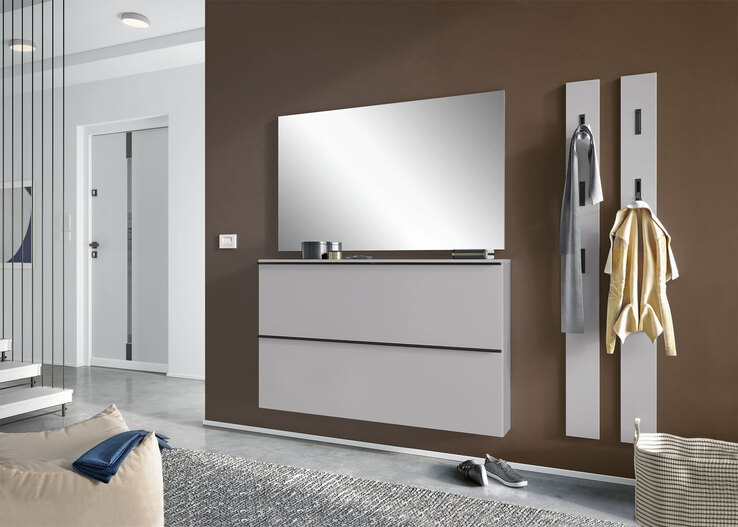 vito Schuhschrank SOLINO 140 x 85 cm Steingrau / Schwarz