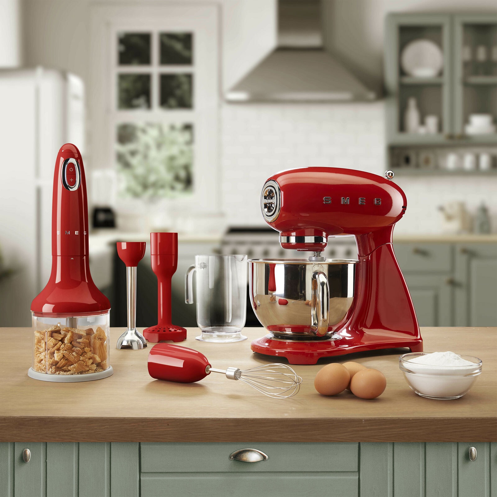 SMEG Stabmixer 5-teilig rot