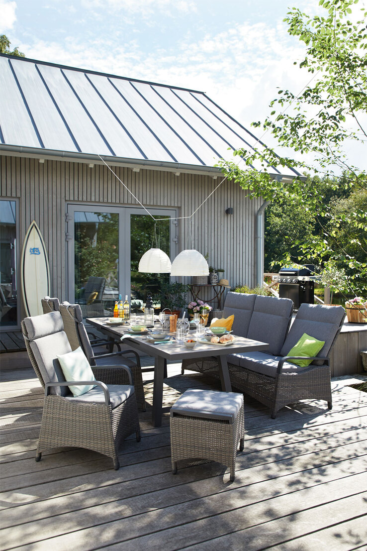 Garden FLAIR Gartentisch LENA A 200-260 x 100 cm anthrazit /Holzoptik braun