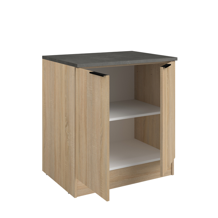 Parisot Küche mit Buffet FUMAY 21 Eiche/Beton-Optik ca. 300 x 186 x 60 cm