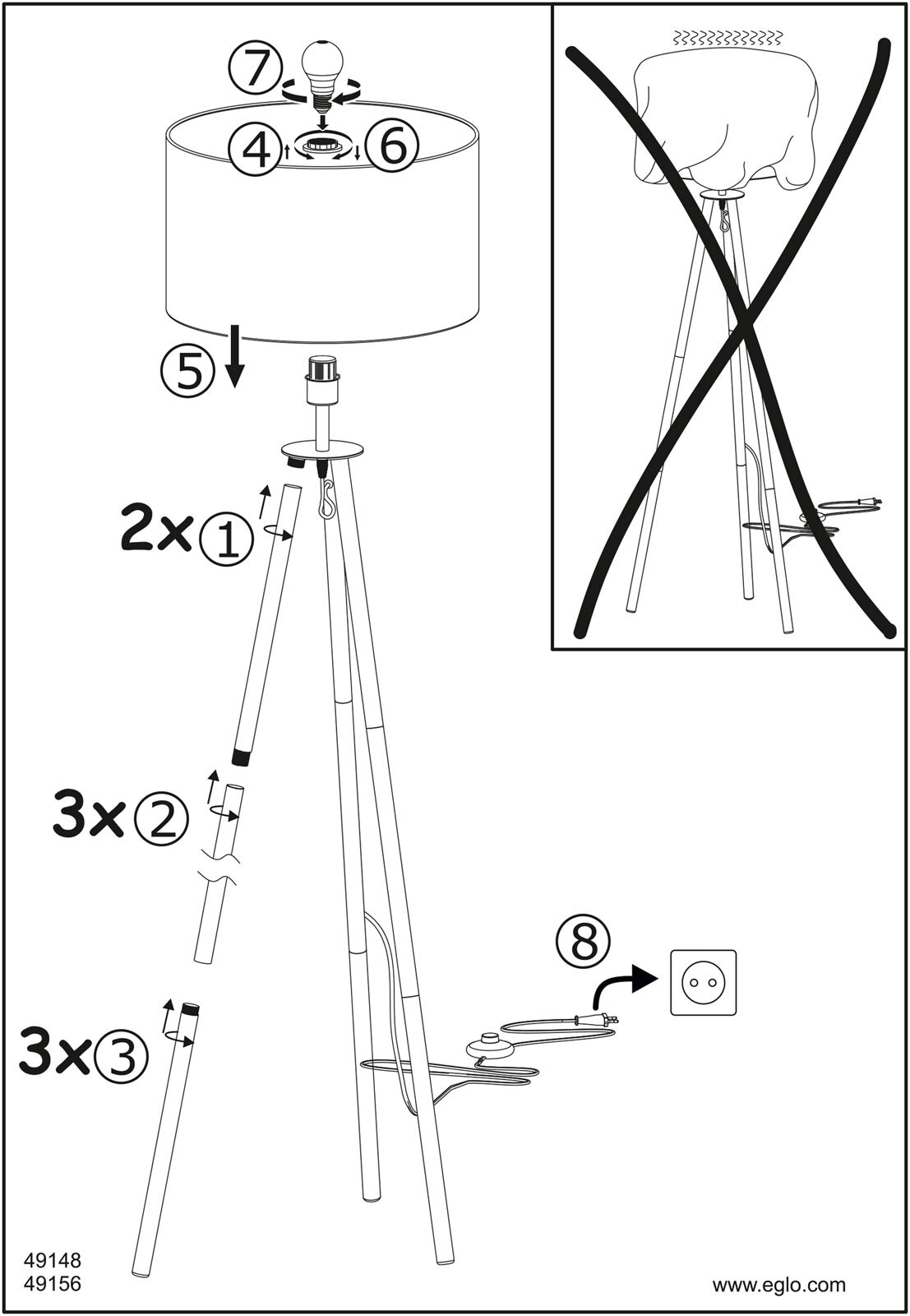 EGLO Retrofit Stehlampe BIDFORD 1-flg