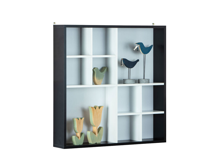 Sammlervitrine PETER 70x70x13 cm Schwarz/Weiß