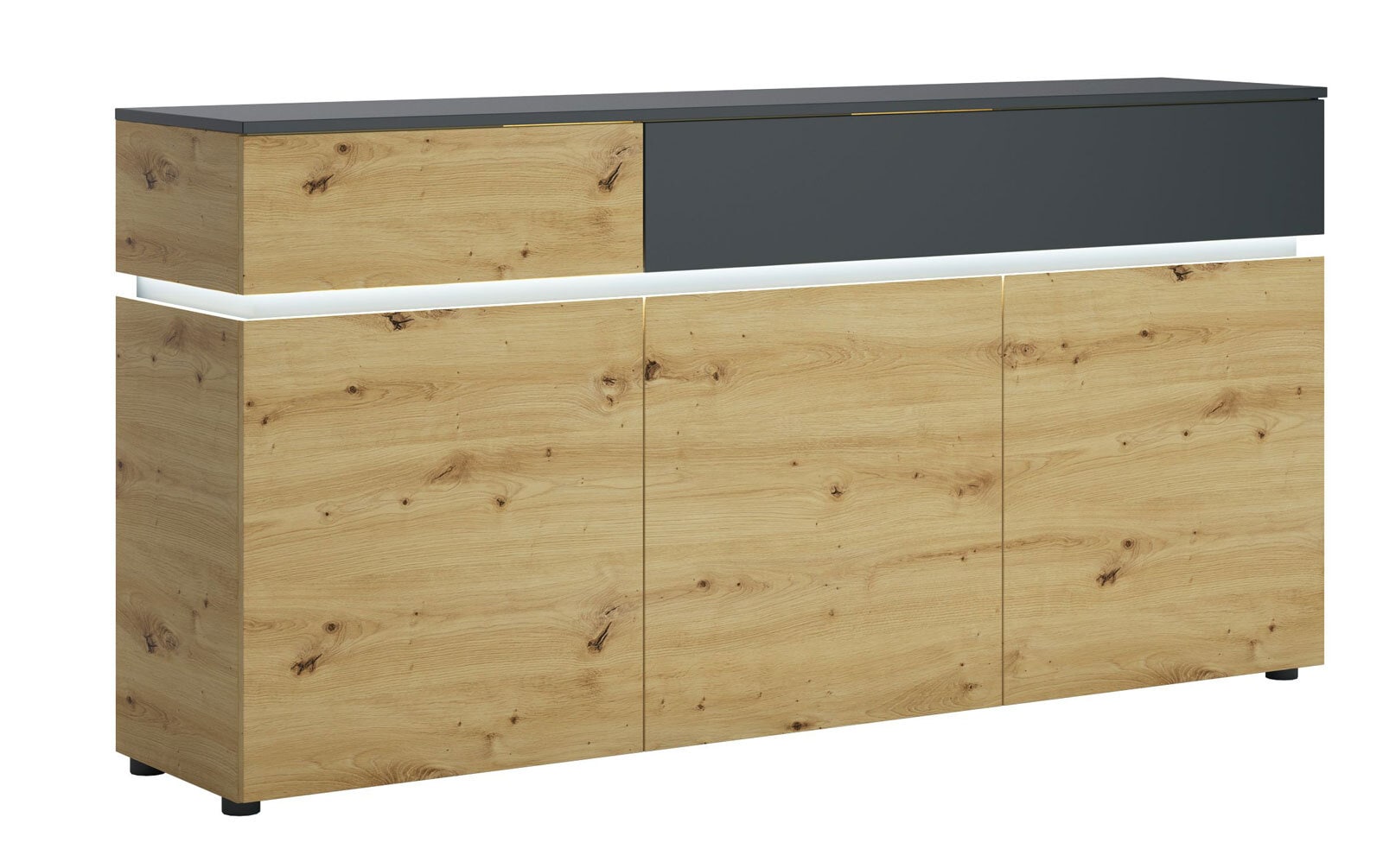 Sideboard LUCI 180,5 x 90 cm Eiche grau