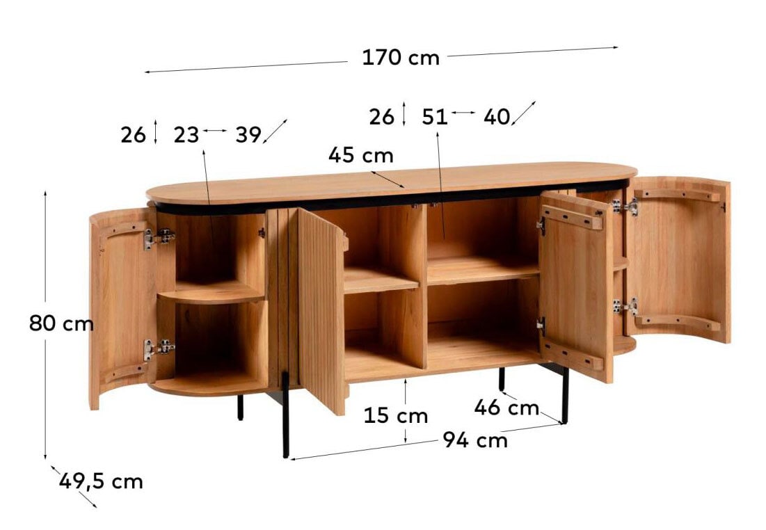 Kave Home Sideboard LICIA 170 x 80 cm Mango braun