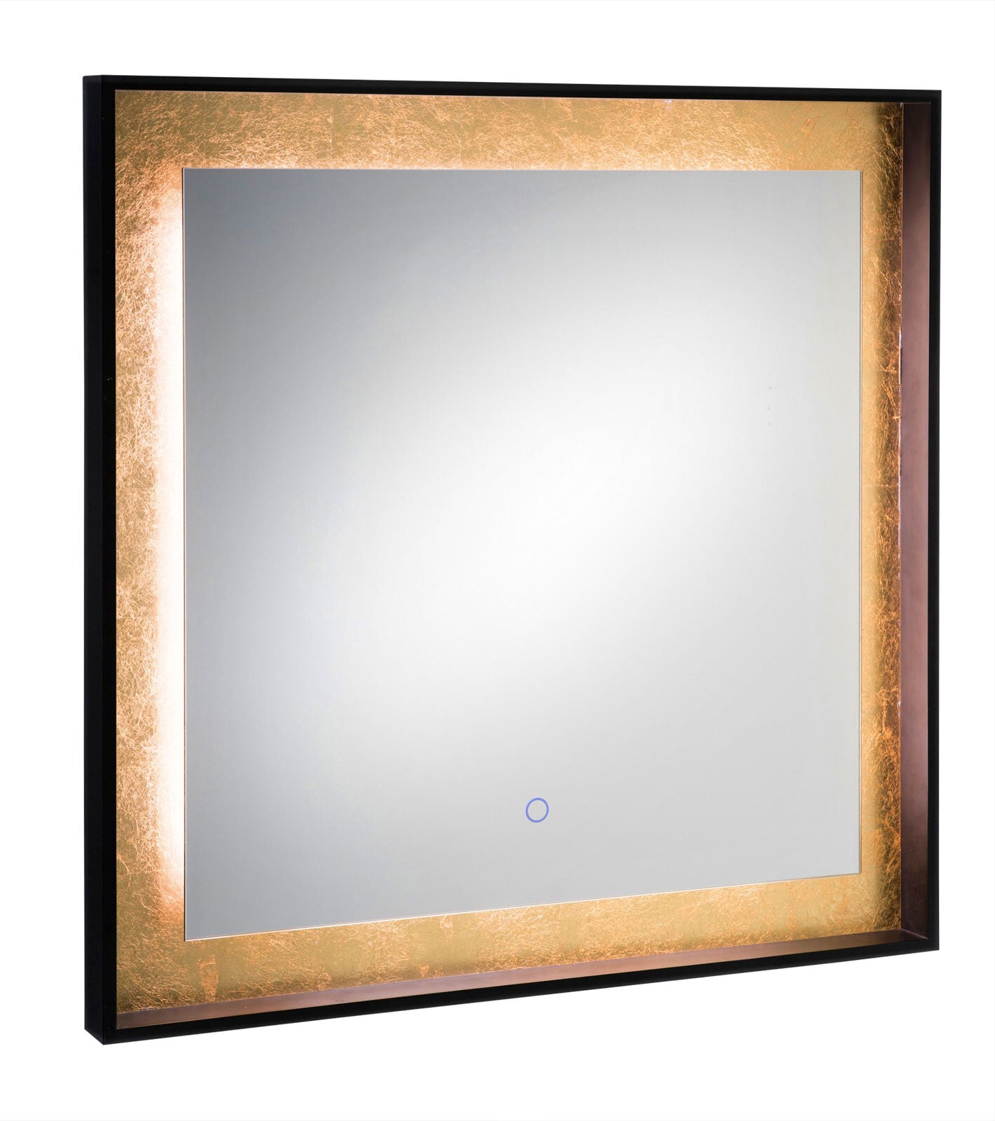 Spiegel mit LED Beleuchtung 81 x 81 cm schwarz/goldfarbig