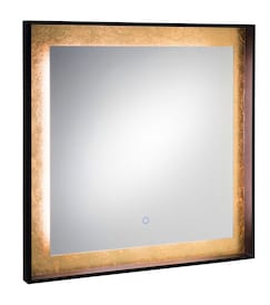 Spiegel mit LED Beleuchtung 81 x 81 cm schwarz/goldfarbig