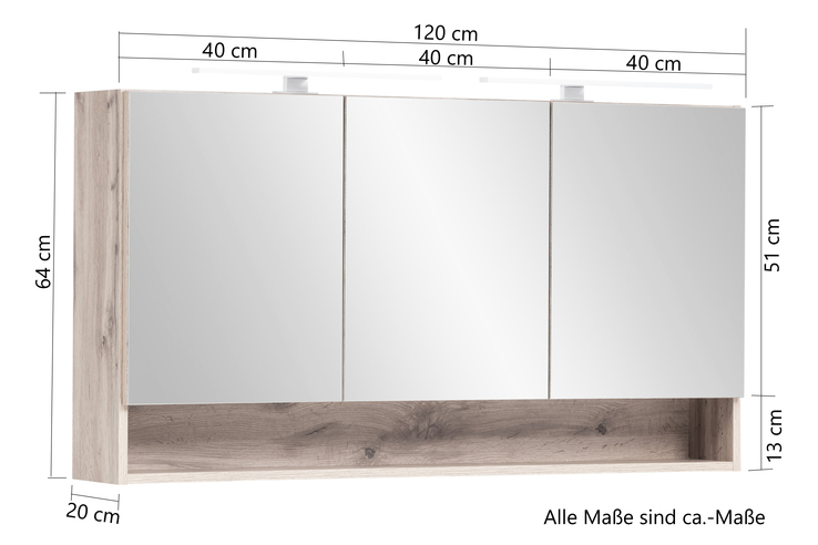 Bad-Spiegelschrank ANTWERPEN braun 120cm
