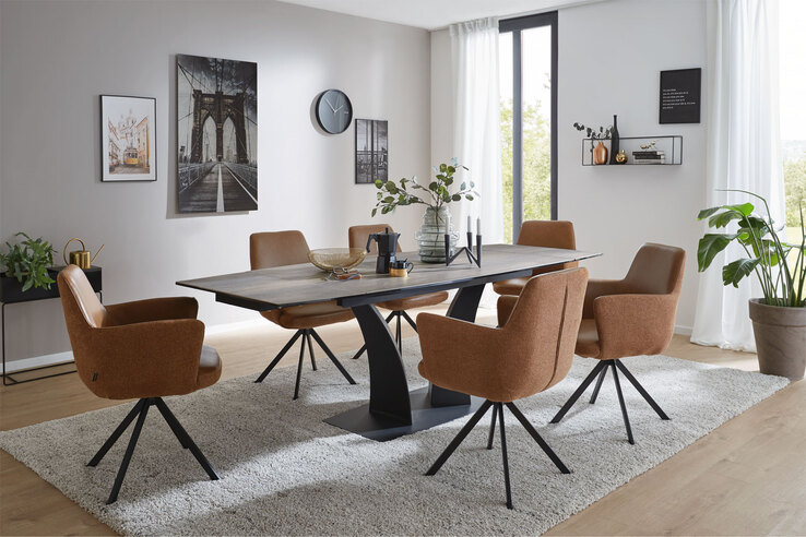 CASAVANTI Esszimmerstuhl VERONA mit Armlehnen Leder braun