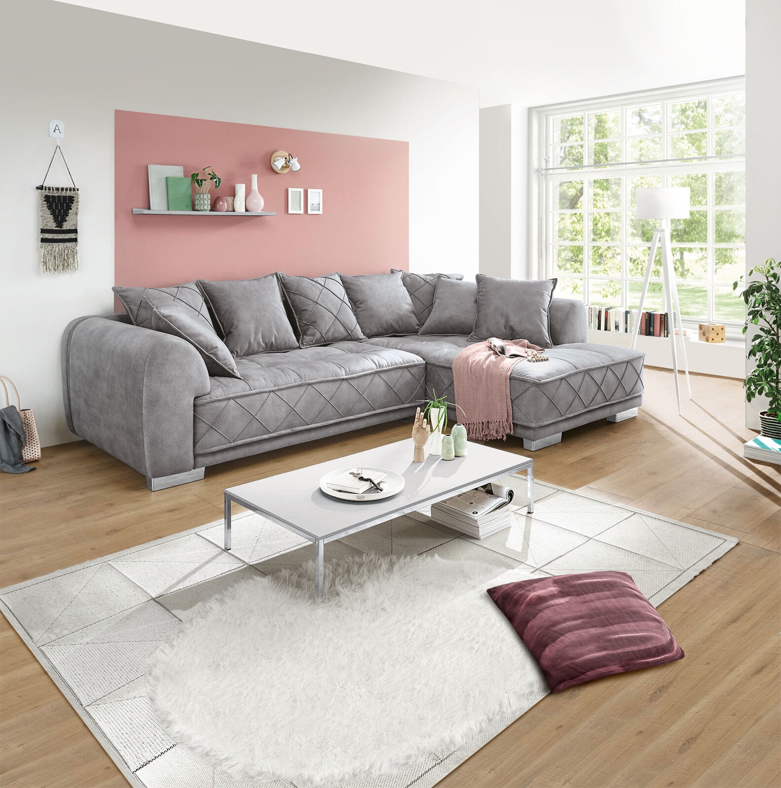 Ecksofa SANTANA 319 x 194 cm grau 