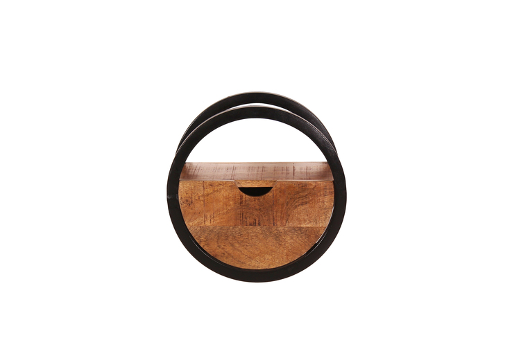Wandregal 30 x 30 cm Mangoholz Metall natur schwarz