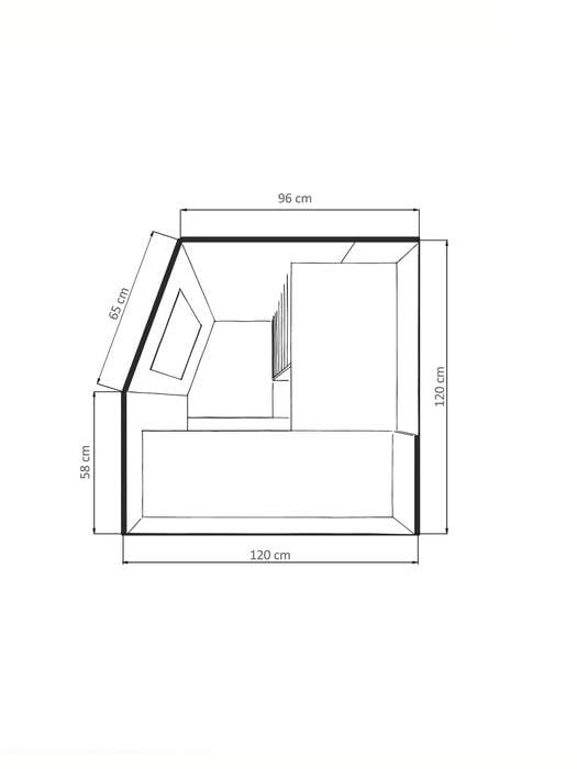 Kinder-Eckkleiderschrank CONCRETE rechts braun/ anthrazit