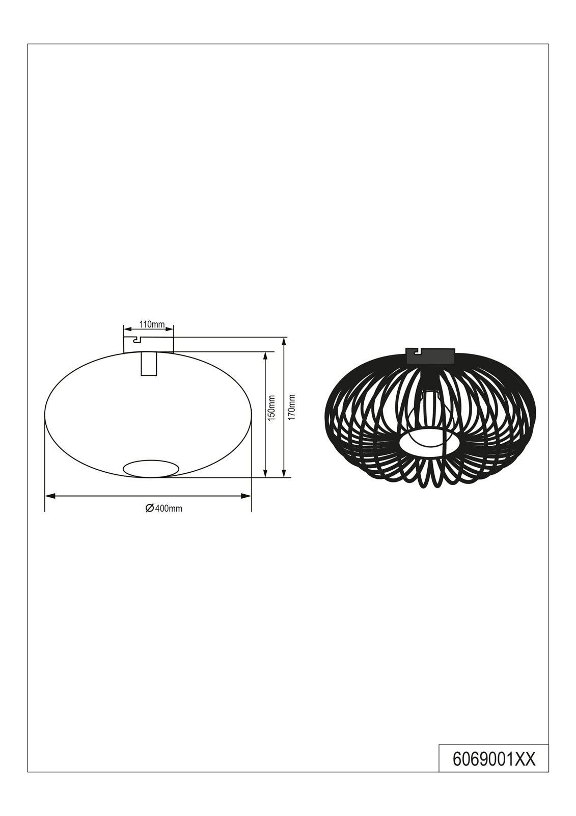 TRIO Retrofit Deckenlampe JOHANN schwarz