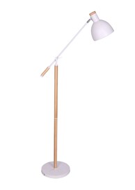 CASAVANTI Retrofit Stehlampe 166 cm weiß /Eiche braun
