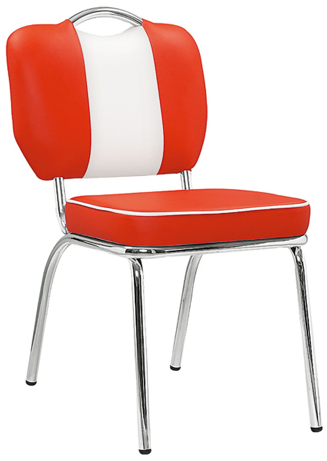 Stuhl AMERICAN Lederlook Rot/Weiß